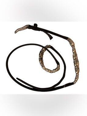 Brighton Leather Wrap Belt with Antiqued Silver Beads - Black